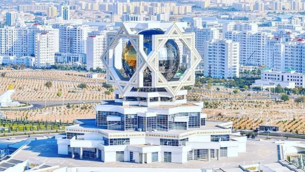 Iconic white marble monument in Turkmenistan